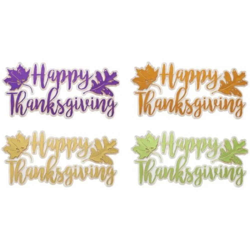 DecoPac Happy Thanksgiving Foil Lay On Cake Pie Baked Goods Decorations 12 Qty